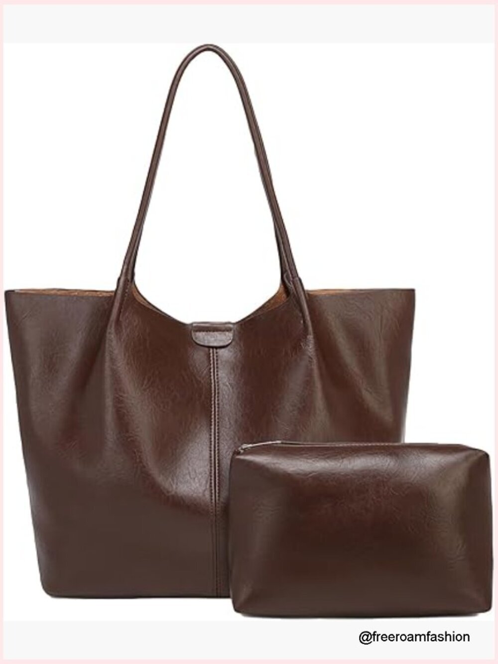Large Capacity Soft Leather Tote Bag for Work Commute Travel Laptop